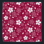 Bandana Motif Red Sakura<br><div class="desc">Les fleurs de cerisier blanc traditionnel du Sakura japonais sont en rouge.</div>