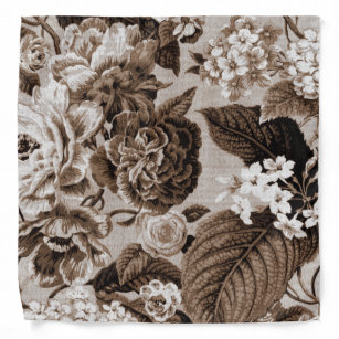 Bandana Mouchoir floral vintage moderne Brown de Toile de
