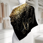 Bandana Nom du monogramme de la Parties scintillant d'or<br><div class="desc">Glam Gold Glitter Elegant Monogram Bandana. Easily personalize this trendy chic bandana design featuring elegant gold economg glitter on a black background. The design feh your handwritten script monogram with pretty swirls and name.</div>