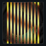 Bandana or et bandes noires.<br><div class="desc">Bandana ornée d'or et de rayures noires...  et d'un soupçon de vert.</div>