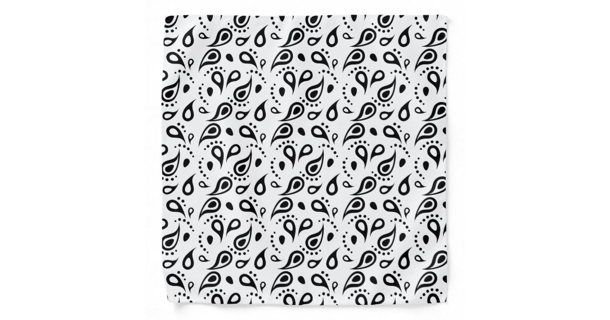 Bandana Paisley Moderne Imprimer Motif Classique Noir Blan Zazzle Fr
