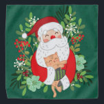 Bandana Père Noël Et Chat<br><div class="desc">Festif Jolly Santa Claus</div>