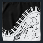 Bandana Piano Keyboard Music Design<br><div class="desc">Clavier noir et blanc classique avec un flair incurvé. Des notes musicales rajoutées ajoutent un aspect festif.</div>