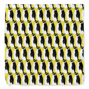 Bandana Pingouin Motif jaune illumine noir blanc