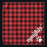 Bandana Retro Red Flannel Naughty Christmas Dog<br><div class="desc">Ce bandana présente une flanelle rouge rustique et une police rétro amusante avec la moitié "coquine" de coquine et agréable. Il fait le bandana de Noël parfait pour votre chien ou chat.</div>