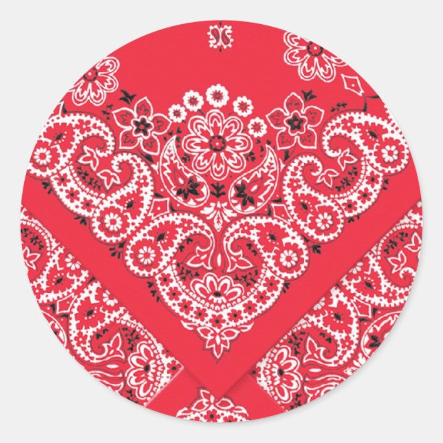 Bandana Rouge Design Classic Sticker Rond (Devant)
