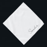 Bandana Script minimaliste Personnalisé Nom de l'animal de<br><div class="desc">Blanc minimaliste...  personnalisé avec le nom de votre animal de compagnie en écriture moderne. Vous pouvez modifier la couleur de l'Arrière - plan et le style,  la taille et la couleur du texte à l'aide du menu d'édition.</div>