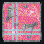 Bandana Style Moderne Eclectique Chic Rose Orange Bande Bl<br><div class="desc">Le bandana en chiffon élégant et moderne présente un design chic et éclectique bohème avec zèbres,  papillons,  silhouette empreinte de léopard et fleurie en rose fluo,  orange et bleu et une élégante bordure motif en damier noir et blanc. Conçu exclusivement pour vous par Happy Dolphin Studio.</div>