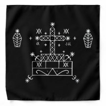 Veve blanc de Baron Samedi sur fond noir