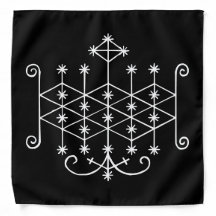 Veve blanc d'Ogoun sur fond noir