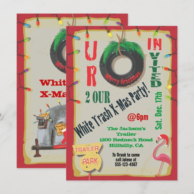 Bande-annonce blanche Invitations de Noël (Devant / Derrière)