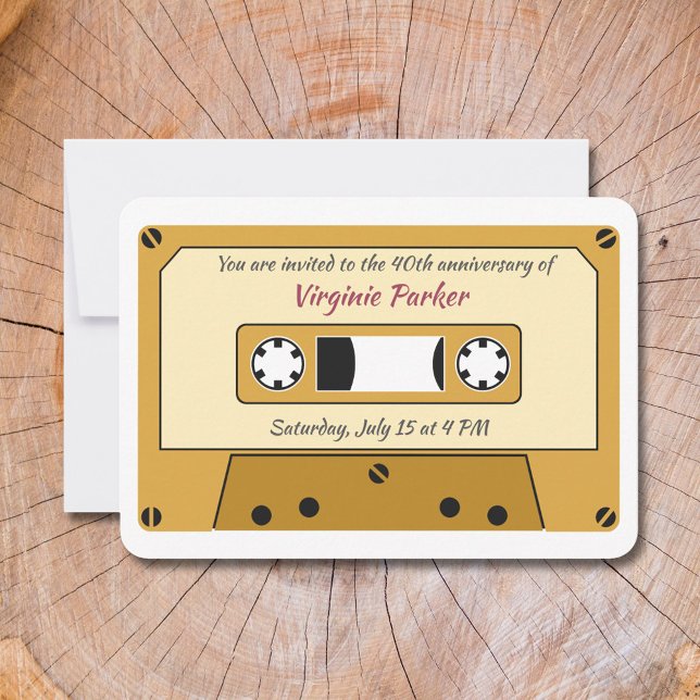 Bande de cassette Invitation Anniversaire (Cassette Tape Birthday Invitation)
