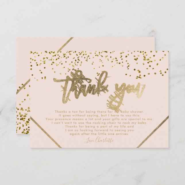 Bande de parties scintillant en or rose merci baby (Devant / Derrière)