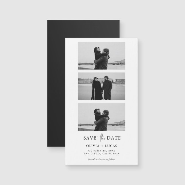 Bande de photo moderne magnétique mariage save the (Devant / Derrière)