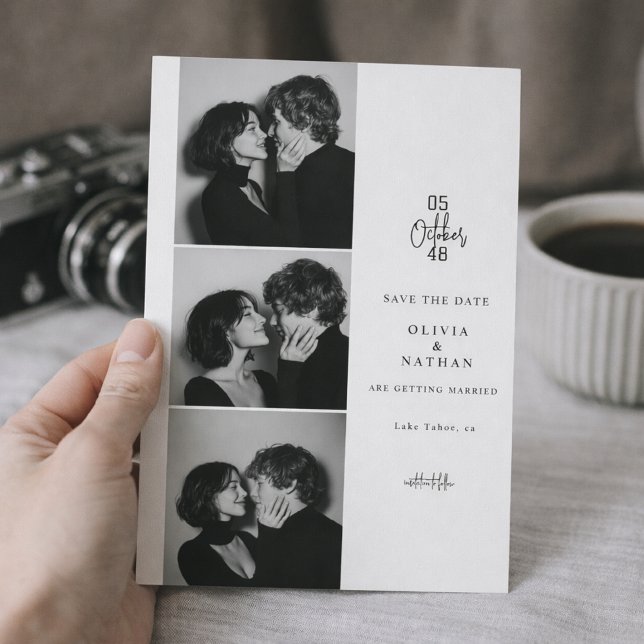 Bande de Photomaton Noir et Blanc Save the Date (Créateur téléchargé)