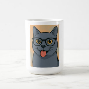 bande dessinée, bleu russe, tasse de chat