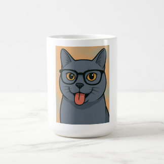 bande dessinée, bleu russe, tasse de chat