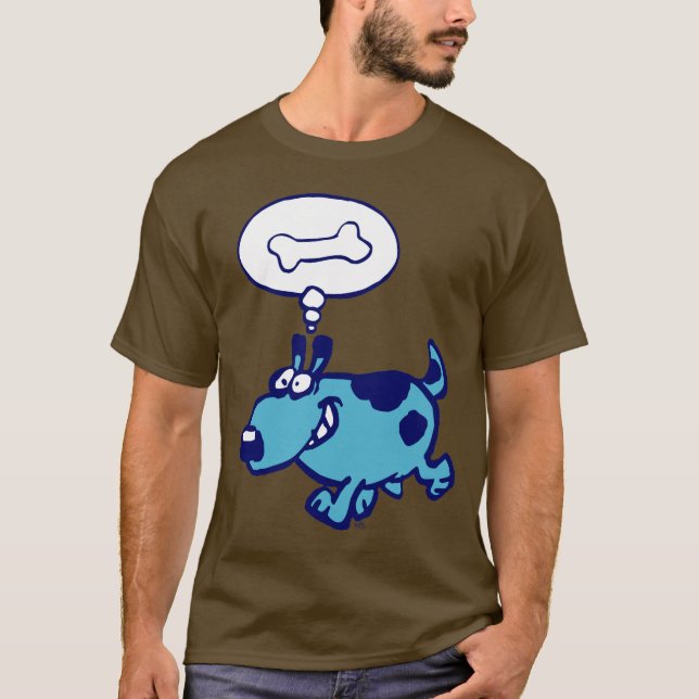Bande dessinée bleue de chien pensant au T-shirt (Devant)
