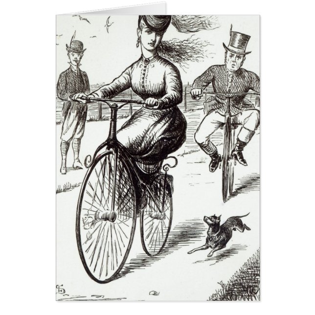 Bande dessinée de Madame sur un vélo sur rail, (Devant)