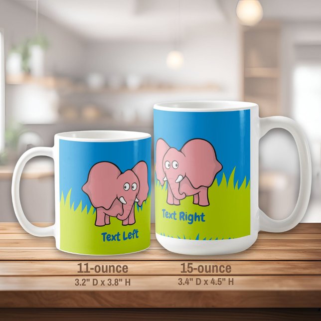 Bande dessinée d'éléphant rose tasse à café (Créateur téléchargé)