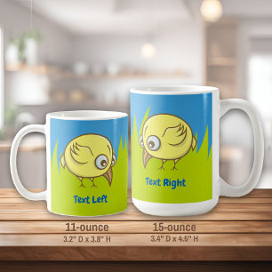 Bande dessinée d'oiseau jaune tasse à café