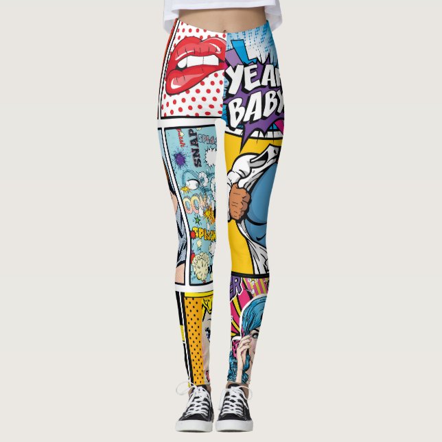 Bande dessinée en gras, Leggings d'art pop amusant (Devant)
