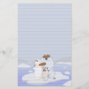 Bande d'ours blanc sur la papeterie de glace