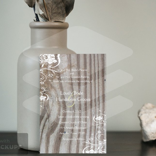 Bande En Bois Regarder Faire-part de mariage dente (Créateur téléchargé)