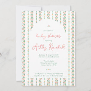 Bande florale folklorique - Invitation rose-Baby s