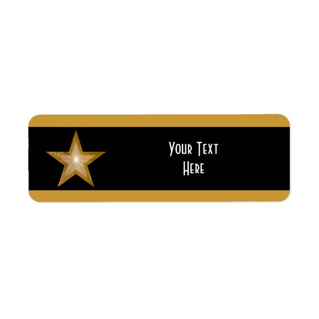 Bande Gold Star 'Your Text' étiquette blanc noir (Devant)