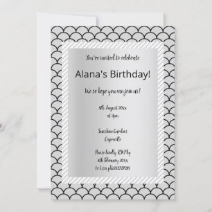 Bande gris argent Invitations de la fête de sirène