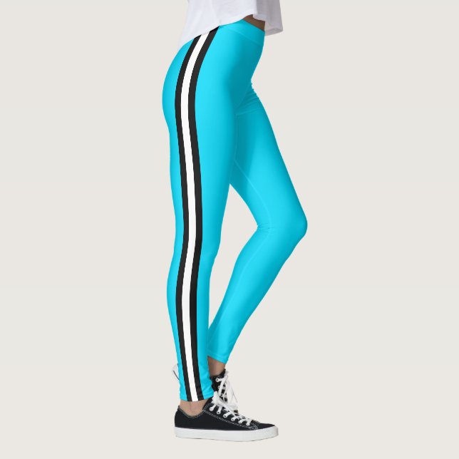 Bande latérale noire et blanche Sky Leggings bleus (Droite)