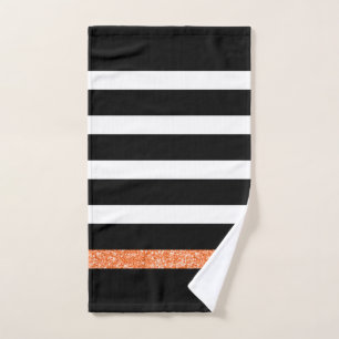 Bande noire et blanche accent orange motif