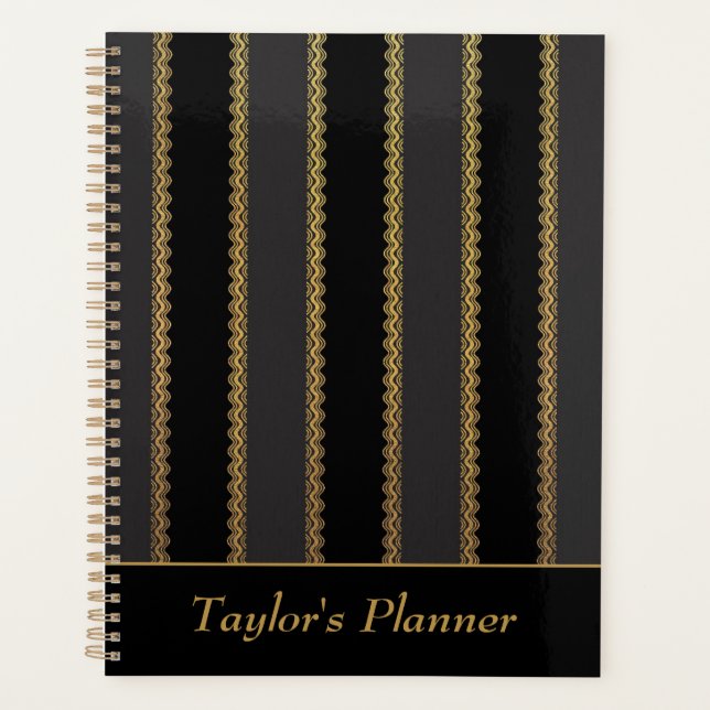 Bande noire et or Planner personnalisé (Devant)