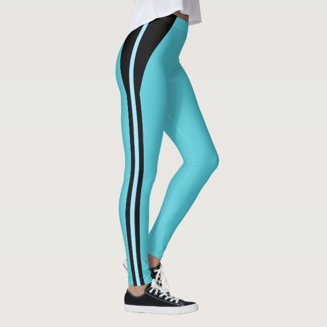 Bande noire sur Leggings Turquoise (Droite)