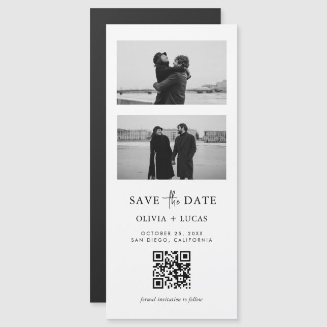 Bande Photo Code QR Mariage Magnétique Enregistrer (Devant / Derrière)