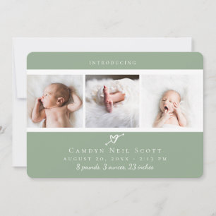 Bande photo de coeur mignon Sage Faire-part de nai