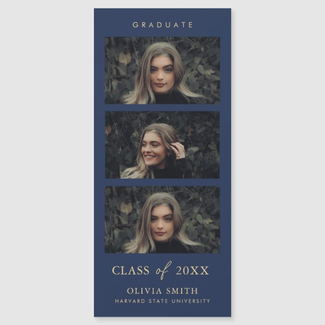 Bande photo magnétique marine et or (Devant)