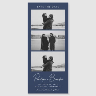 Bande photo moderne bleu marine Mariage magnétique