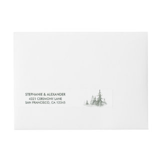 Bande Pour Adresse Aquarelle Fir Trees Mariage d'hiver