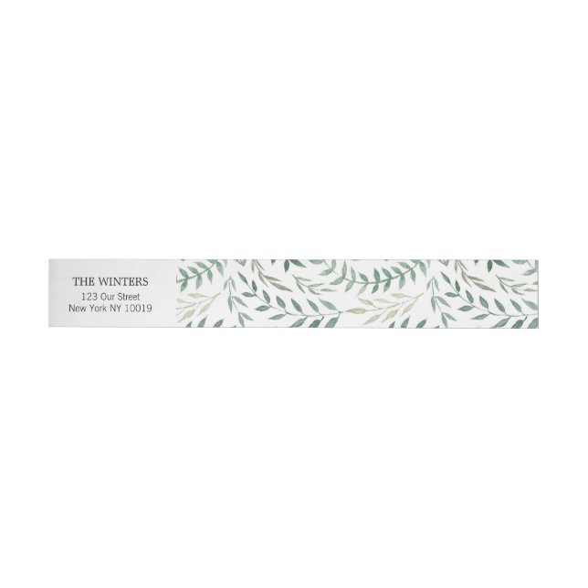 Bande Pour Adresse Aquarelle Foliage Mariage de verdure (Individual)
