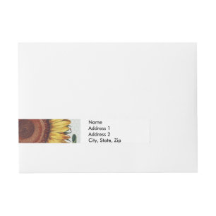 Bande Pour Adresse Art de fleur de damas vintage tournesol