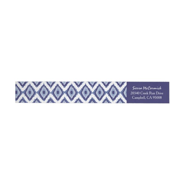 Bande Pour Adresse Blanc personnalisé Chevron d'Ikat de bleu d'indigo (Individual)