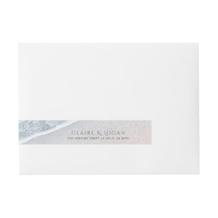 Bande Pour Adresse Blue Ocean & Sandy Beach Monogram Wraparound Étiqu