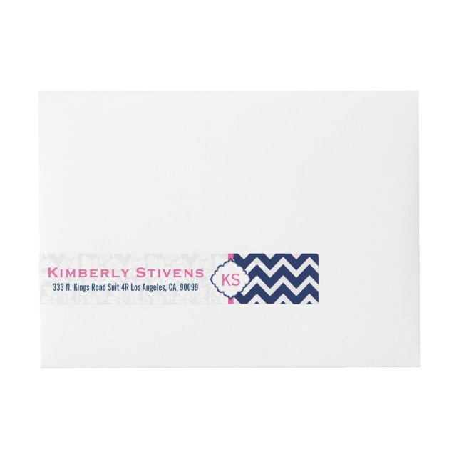 Bande Pour Adresse Chevron bleu et blanc Zigzag Motif 2 (Devant)