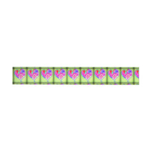 Bande Pour Adresse coeurs tourbillonnants roses sur le vert
