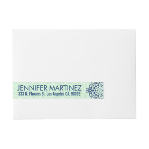 Bande Pour Adresse Conception de dentelle florale bleu marine et vert