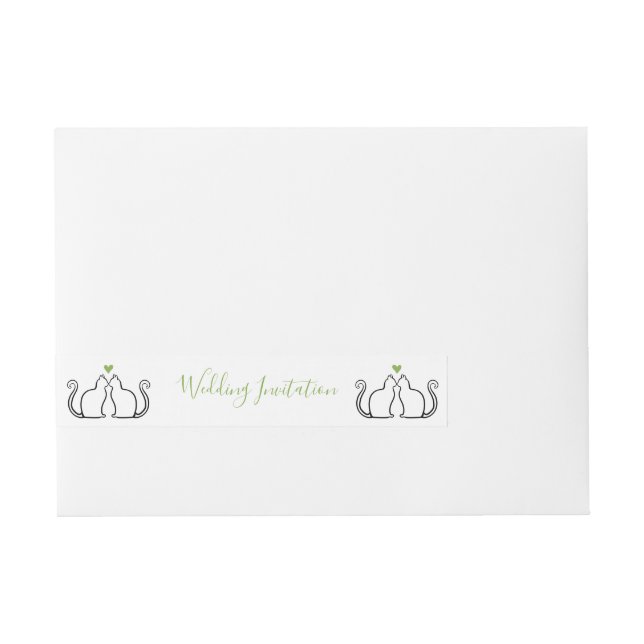 Bande Pour Adresse Cute Green Hearts Black Cats Faire-part de mariage (Devant)