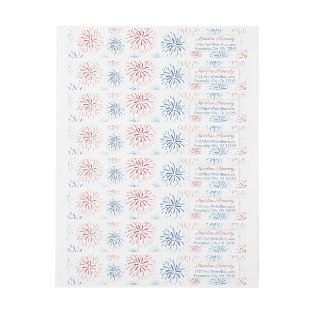 Bande Pour Adresse De Retour 4 juillet Firecracker Rouge Blanc Bleu Adresse de  (Feuille)