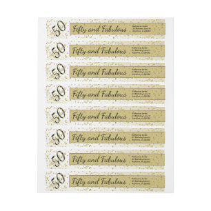 Bande Pour Adresse De Retour 50 and Fabulous, Black/Gold Return Adresse